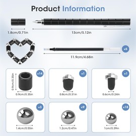 GlasFlength Magnetstift Fidget Pen, Lustige Magnet Stift Schwarz Magnetischer Kugelschreiber Gravity Pen Geschenke Coole Gadgets für Männer Frauen Kinder Teenager Weihnachten Geburtstagsgeschenk