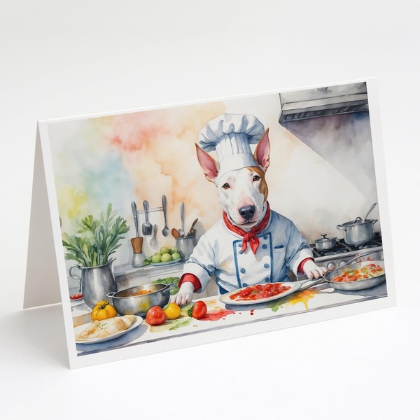 Caroline's Treasures Bull Terrier The Chef Greeting Cards Pack of