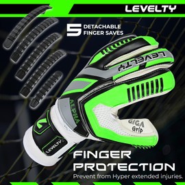 Levelty Adult Goalie Goalkeeper Gloves with Finger Protection Men Breathable Soccer Gloves Giga Palm Football Training and Match Gloves (Florosent - 9)