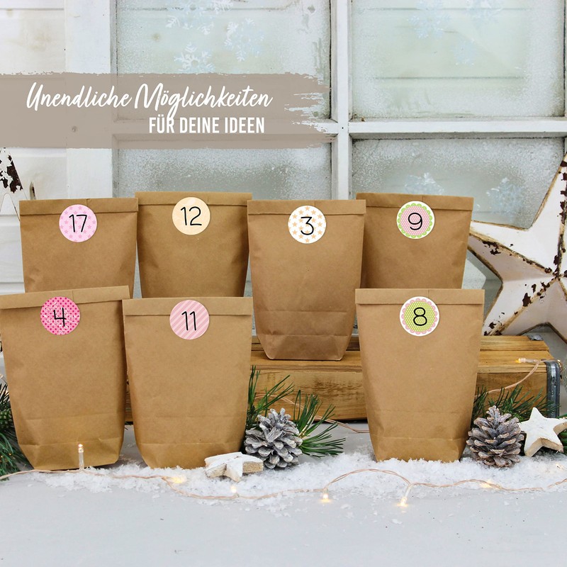 Papierdrachen 24 Adventskalender Zahlenaufkleber - Nr 14 - Sticker 4cm