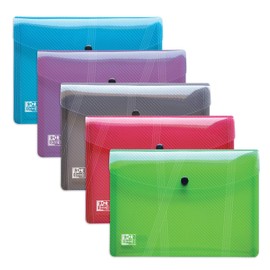 Oxford Oxford Dokumentenmappe A5, aus Kunststoff, transparent, 5 Farben, 5er Pack, Farblich sortiert