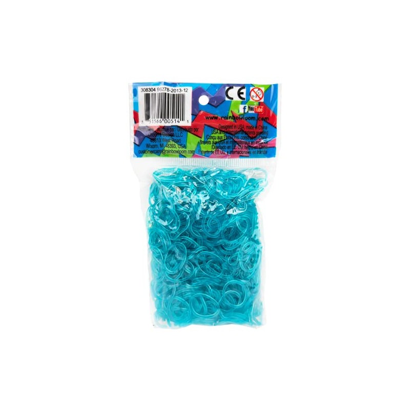 Rainbow Loom® Jelly Collection: Turquoise Rubber Bands with 24 C-Clips