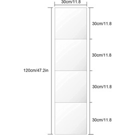 Square Full length Mirror Tiles, Self Adhesive Removable Acrylic Frameless Wall Mirror Wall Stickers, Mirror Sheets for Home Living Room Bathroom Bedroom Sofa TV Background Office (4Pcs, 30x30 cm)