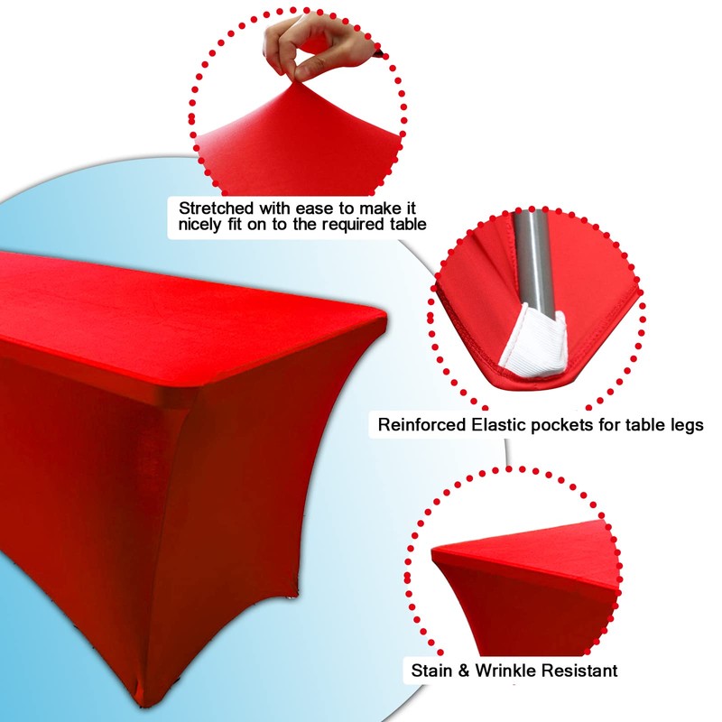 Dololoo Stretchable Tablecloths 6ft for Rectangle Tables with Open Back,