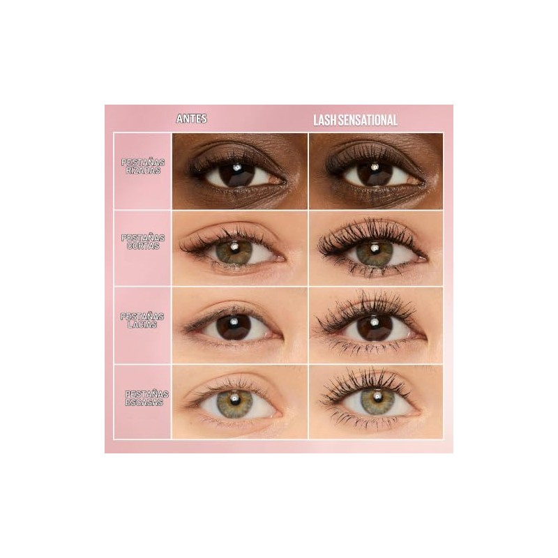 MAYBELLINE - Máscara lavable Lash Sensational, negro parduzco, 0.32 onzas
