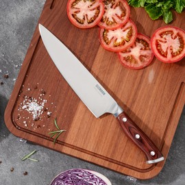 8 Inch Forged Chef Knife, 15° High Carbon Stainless Steel Sharp Kitchen Knife with Ergonomic Pakkawood Handle, Rust Resistant, Gift Box for Home & Restaurant
