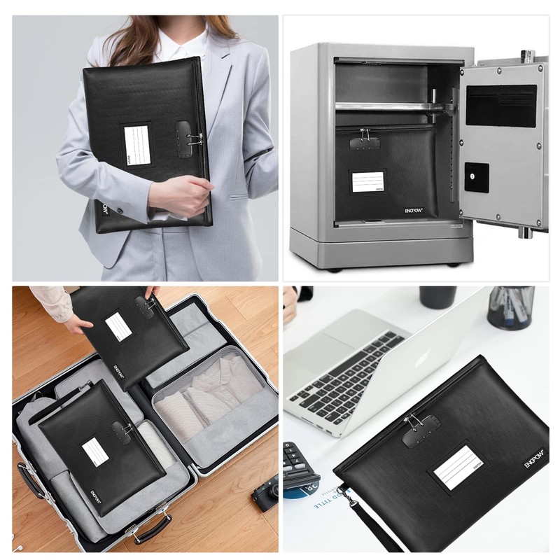 Pack of 2 Fireproof Document Bags with Lock, 37 x