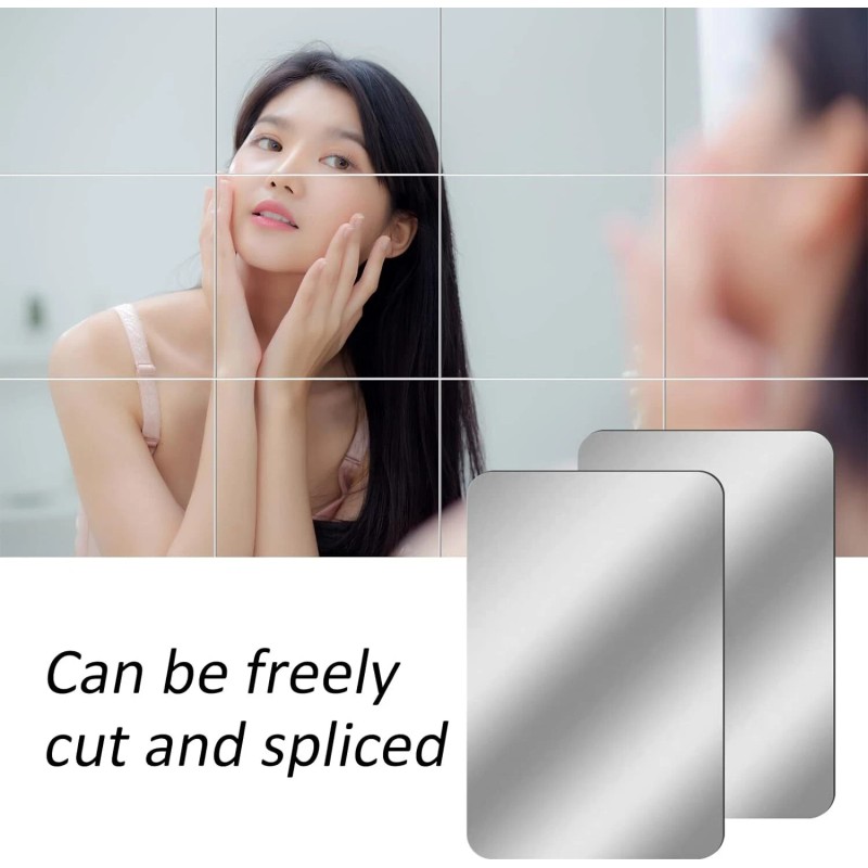 BBTO Self Adhesive Mirror Sheets 9 Pieces Various Sizes Non