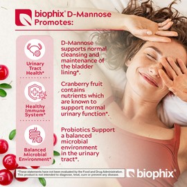 biophix D-Mannose 1000mg Capsules with Cranberry & Probiotics - D Mannose Supplements for Women - D-Mannose Pills for Urinary Tract & Bladder Health Support - Digestive Well-Being - 120 Vcaps