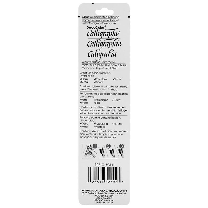 Uchida 125-C-GLD Marvy Chisel Point Pen Tip Calligraphy Paint Marker,