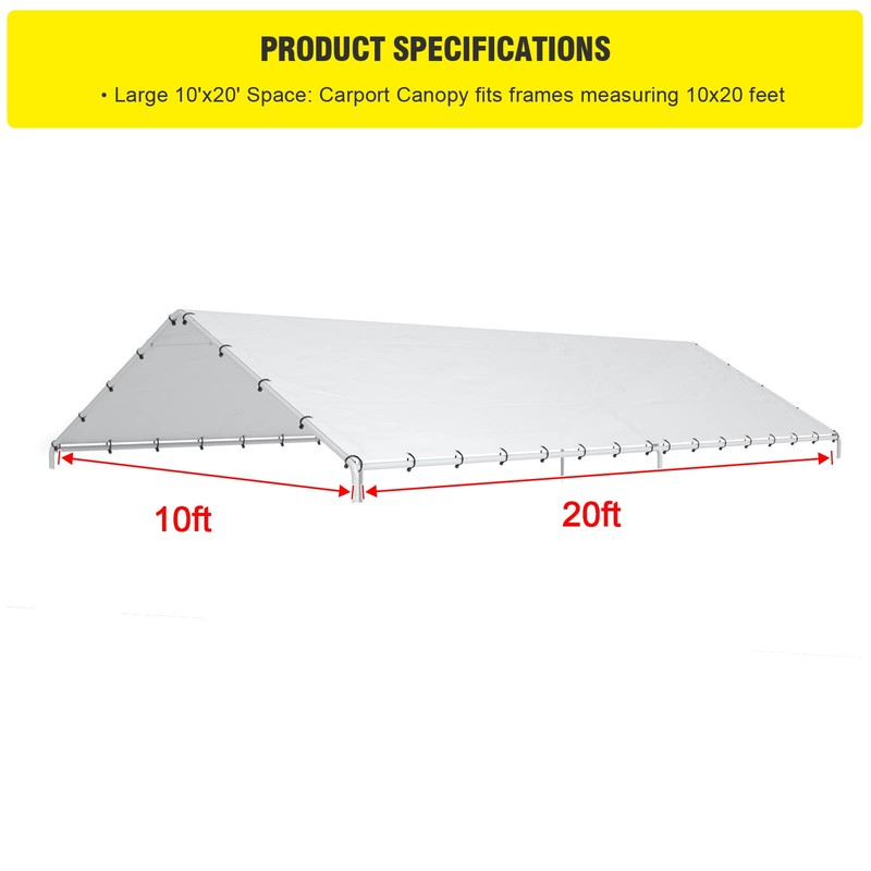10 x 20 Ft Carport Replacement Canopy Cover Garage Top