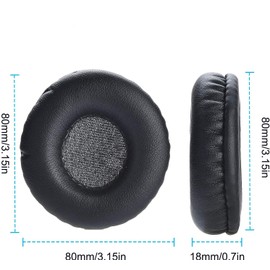 Damaiyyy Foam Ear Pads, Headset Ear Pads, 1 Pair of 80 mm Round Replacement Ear Pads Made of Faux Leather, Compatible with Headphones (Diameter 80 mm, Black)