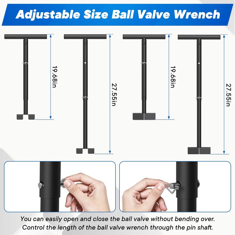 KUQAE Adjustable Ball Valve Wrench，Heavy Duty Steel Labor-Saving Wrench