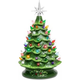 Best Choice Products 15in Ceramic Christmas Tree, Pre-lit Hand-Painted Tabletop