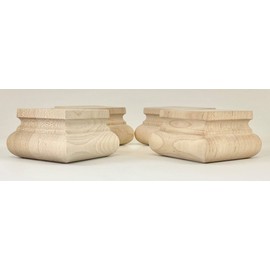 Highland Manor Wood Products Square Squat Welsh Bunfoot - 2" Tall x 3 3/8" Diameter (Set of 4) (Maple)