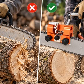 Portable Chainsaw Sharpener Jig, Manual Hand-Crank Chain Saw Sharpening Tool with Abrasive Stone for Fast Chain Maintenance