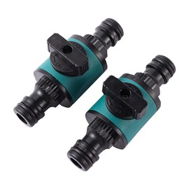 FULAIERGD 2 Pcs 16mm 2 Way Garden Hose Quick Connector with Shut Off Valve (2-Way 16mm)