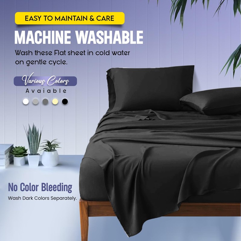 Sunshine Comforts Microfiber Flat Sheets Super King Size Breathable, Anti