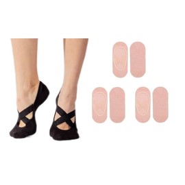 Melankoli Girls Socks 6-8 Years Old Grip Socks Pilates Yoga Dance Barre Ballet Non Slip Crew (US, Age, 8 Years, 10 Years, 3 Pairs of Yoga Pink)