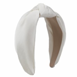 KOVOLITU White Knotted Headbands for Women Satin Shine Non Slip Fashion Hair Bands for Sisters Girls Gifts
