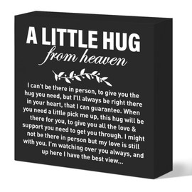 Memorial Sympathy Gifts for Loss of Loved One, Sympathy Gifts for Mom Dad Loss of Infant Baby Child Son Daughter Remembrance Bereavement Condolence Gifts Wooden Sign, A Letter Hug From Heaven (black)