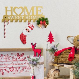 GeeRic Key Holder for Wall, Wall Key Hooks, 10 Hooks Key Rack for Wall, Key Hangers for Wall Décor Living Room, Kitchen, Office (Sweet Home)