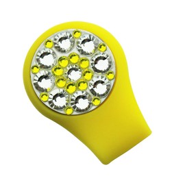 Myartte Crystal Golf Ball Marker with Silicone Ball Marker Hat Clip,Great Golf Gifts for Girl Women (Yellow)