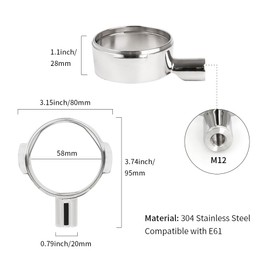 watchget 58mm Bottomless Portafilter - Grouphead Replacement Naked Fit for E61 Portafilter Group Head Fits E61, M12