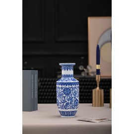 GaLouRo Blue and White Vase, Blue Vase, Chinoiserie Vase, Ginger Jar Vase for Home Decor, Porcelain Decor,10" H