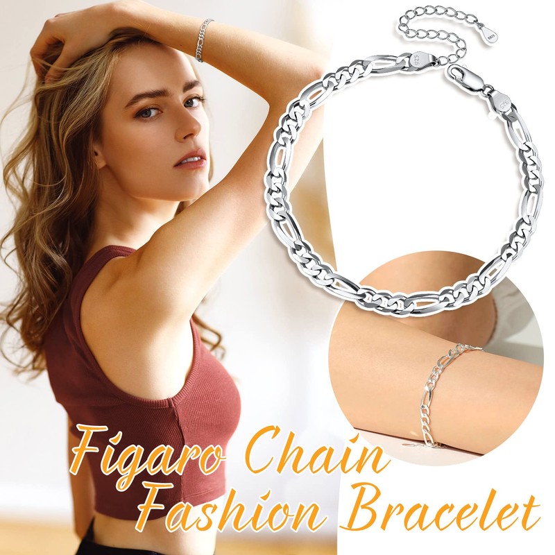 SILVERCUTE Figaro Chain Tennis Bracelets for Women Men Adjustable Bracelet