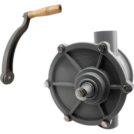 Pumpmoto Aluminum Rotary Vane Manual Fuel Transfer Pump, Universal Fit, 1.25 Inch Inlet/Outlet, Kerosene, Gasoline, Diesel, Hand Siphon Pump + 1-1/4" Adapter