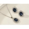 Unbranded Elegant Sunflower Earrings & Necklace Trendy Inlaid Gemstone design