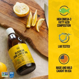 On Target Living Alaskan Cod Liver Oil Organic Lemon Flavor 16.67 oz (2-Pack) | Line Caught in The USA | Naturally Occurring Vitamin D | Rich in Omega 3 DHA/EPA | Non-GMO Project Certified