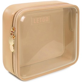 Clear Makeup Bags Large - TSA Approved Clear Toiletry Bag,Travel Size Toiletries Clear Cosmetic Bags Car Accessories Beach Essentials Pool Accessories for Women Men (Large Sand)