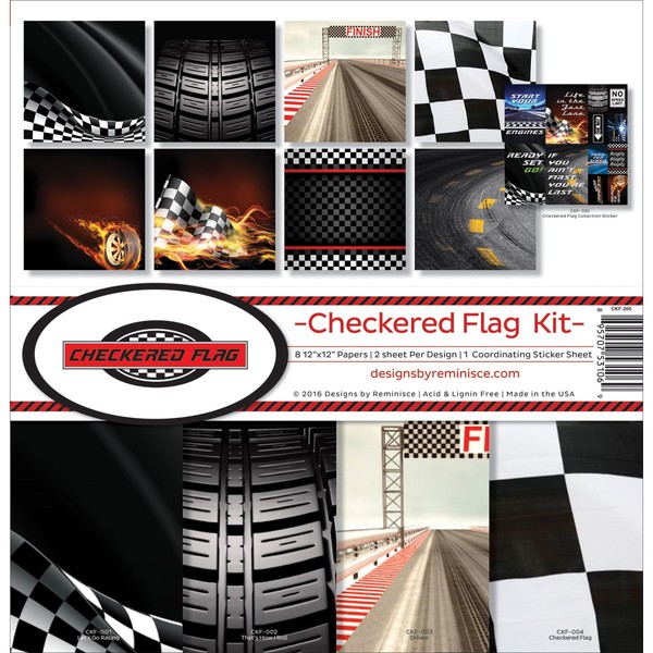 Reminisce CKF-200 Scrapbook Checkered Flag Collection Kit, 12x12 inches, Multicolor