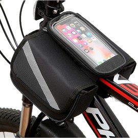 Lumbor37 Bolsa para Bicicleta Impermeable, Bolsa Doble de Viga Delantera para Bicicletas, Bolsa Bicicleta Cuadro con Pantalla Táctil, Bolsas de Bicicleta para Celular por Debajo de 6,2 Pulgadas