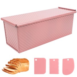Spmarkt Premium Pink 13-inch Pullman Loaf Pan with Lid - Perfect for Baking Professional-Grade Sandwich Bread, PFOA & PTFE Free, Healthy & Stylish Non-Stick Bread Loaf Pan for Homemade Bread