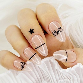 Tattoo style handmade nail tips - Stiletto M / 타투 스타일 수제네일팁 - 스틸레토M