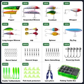 Ghosthorn Fishing Lures Kit 141Pcs Tackle Box with Tackle Included Crankbaits Spinner Hooks Weights Pliers Fishing Accessories Gear and Equipment for Bass Pickerel Trout Freshwater Gift for Men