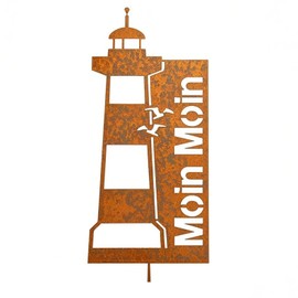 MOAZIFI Lighthouse Garden Decoration – Weatherproof Maritime Garden Decoration for Outdoor Use, Weatherproof, Large Decorative Element for Outdoor Areas in Rust Look, Moin Moin Sign