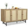 QuicMiou Sideboard Buffets Cabinet with 4 Rattan Doors, Large Storage Accent Cabinet Credenzas Modern Console Table for Living Room, Kitchen (Natural)