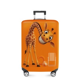 ANNA QUEEN Giraffe Fun Luggage Cover, Playful Giraffe Design with Beach Ball and Chair, Stretchable, Washable Travel Sleeve for 28-30 Inch Luggage