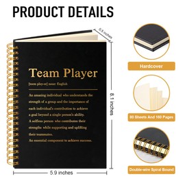 PUVOXHO Team Player Definition 160 Blank Pages Spiral Notebook, Teamwork Gifts for Staff, Leader Appreciation Gifts, Thank you Gifts for Female male Boss Leader Manager, Teamwork Gifts for Coworkers