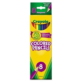 Crayola 684008 Long Barrel Colored Woodcase Pencils, 3.3 Mm, 8 Assorted Colors/Set