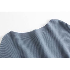 Bichingda Suéteres de punto para mujer, cuello barco, mangas de murciélago, Dolman, otoño e invierno, azul Denim, Talla única