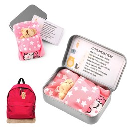 Little Pocket Bear Hug, Mini Teddy Bear in a Tin Box Plush Toy Stuffed Animal Bear Cute Doll Decoration Key Chain Hug Love Token Christmas Birthday Graduation Gifts for Children Women (Light Brown)