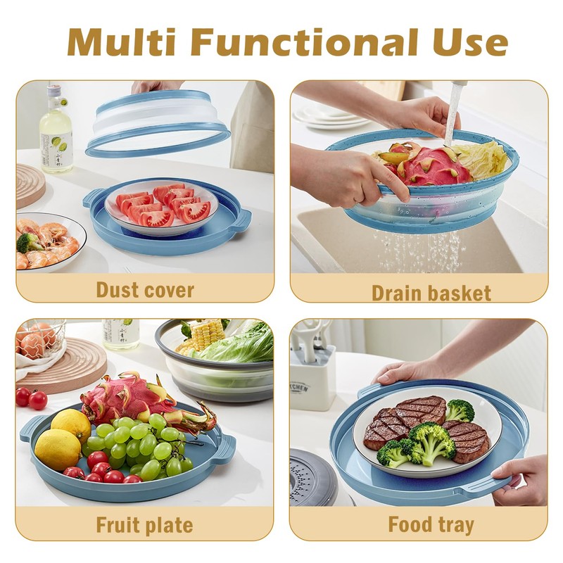 Microwave Splatter Cover, Microwave Cover for Food with Anti-scald Tray,