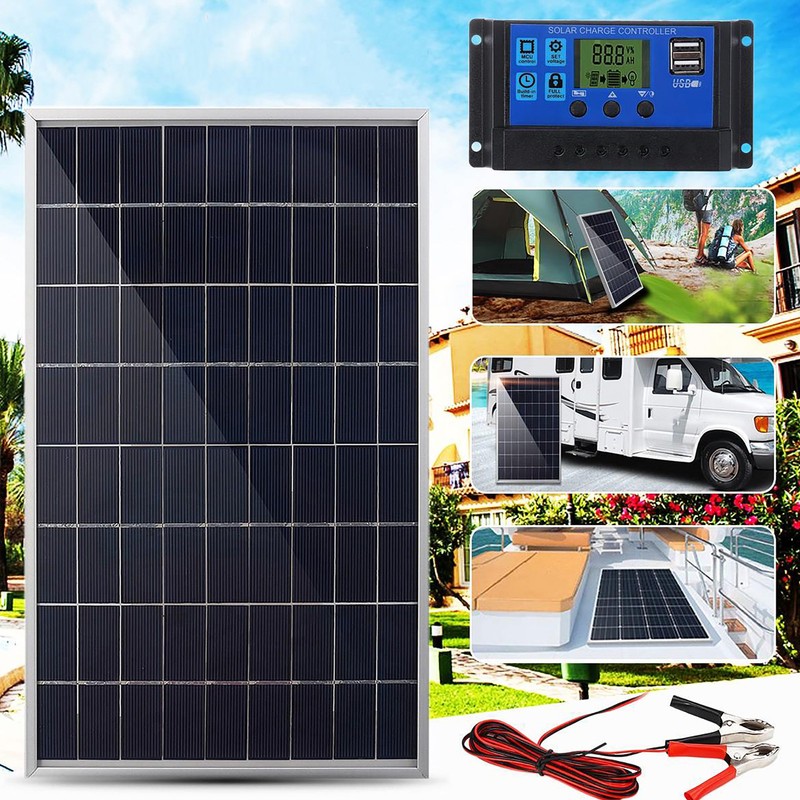 Solar Panel 10W 12V Polycrystalline IP65 Waterproof Portable 30A Solar