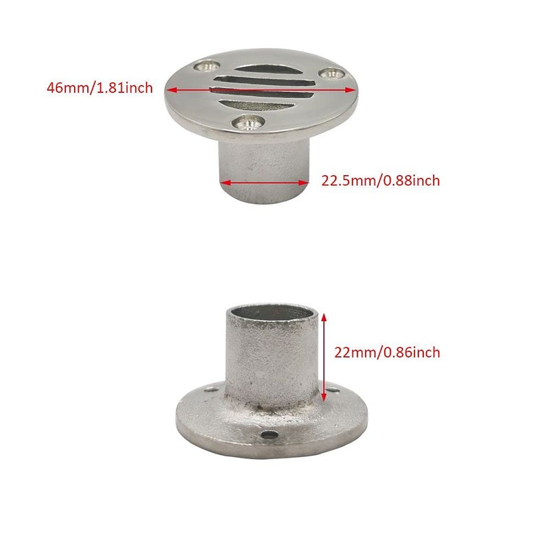 316 Stainless Steel Boat Floor Deck Drain Scupper 46x22.5mm for