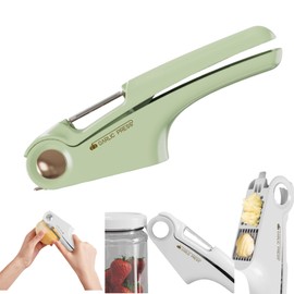 YUNMI Garlic Press Peeler Can Opener Garlic Slice Multi-function 4 in 1 Ginger Crusher Chopper Garlic Fruit Vegetable Manual Labor Saver Grate Crusher (Green)